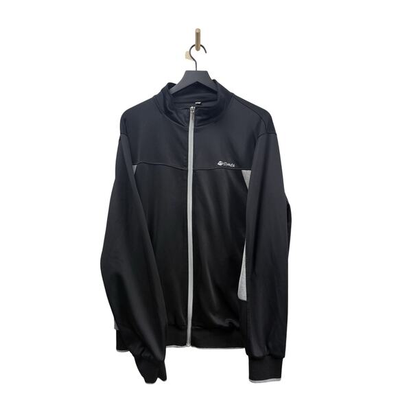 Sports Full Zip Polyester Jacket Mens Size‎ L Zip Pockets Black Grey #111 - Picture 1 of 12